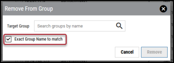 Remove Application from Group - Exact Group Name to match Checkbox